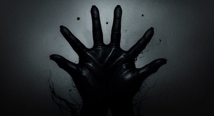 Dark Surreal Horror Scene in Gradient Lighting