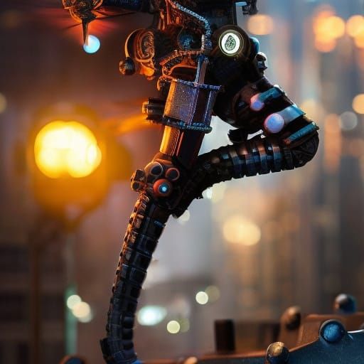 Cyberpunk Timekeeper Goddess in a Futuristic Cityscape