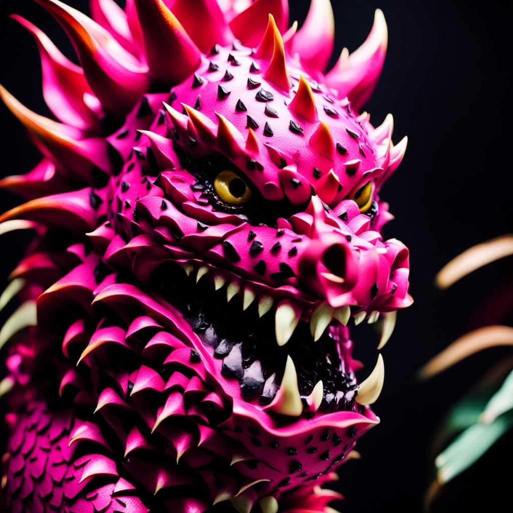 Dragon Fruit Sculpture: Cinematic Film Still