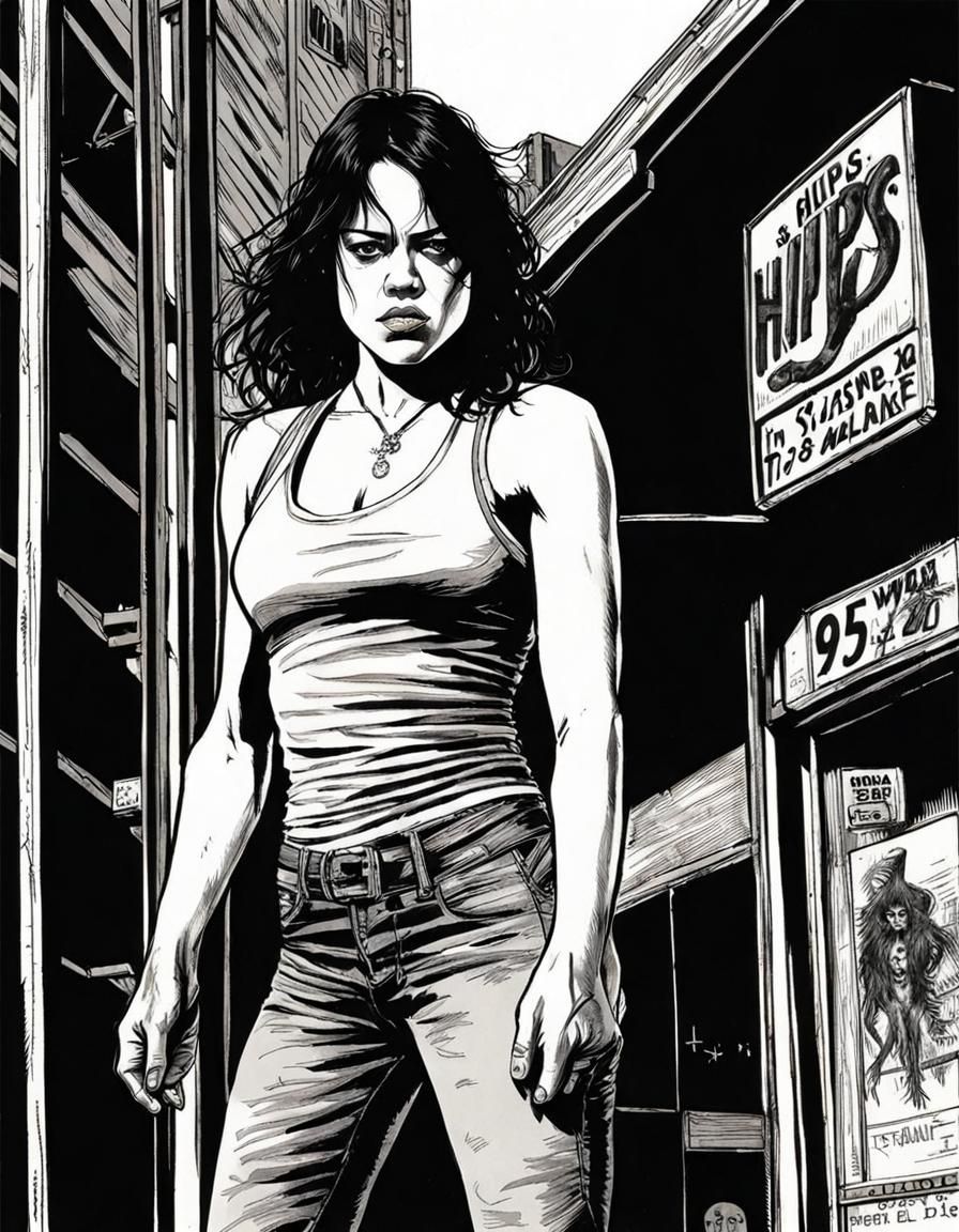 Michelle Rodriguez Portrait in Graphic Novel Style