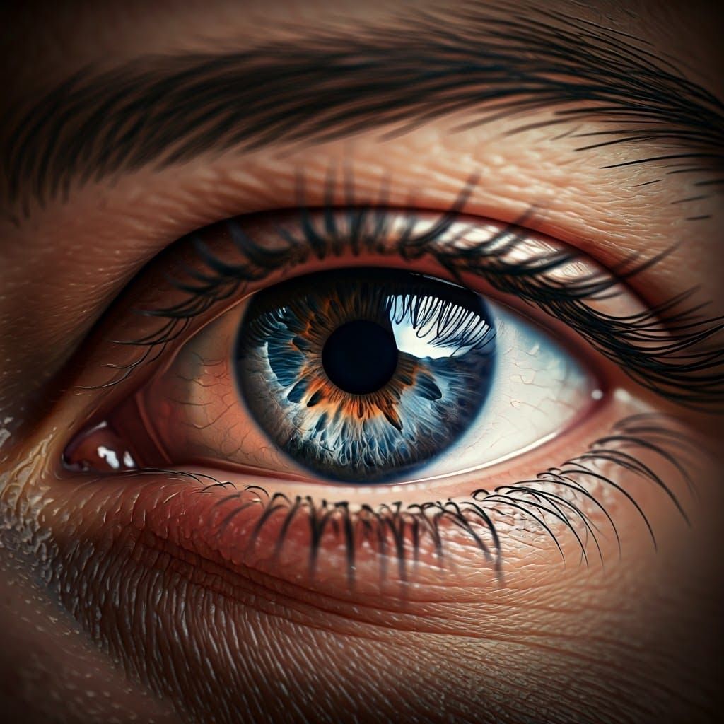 Dramatic Close-Up of a Piercing Silver Eye