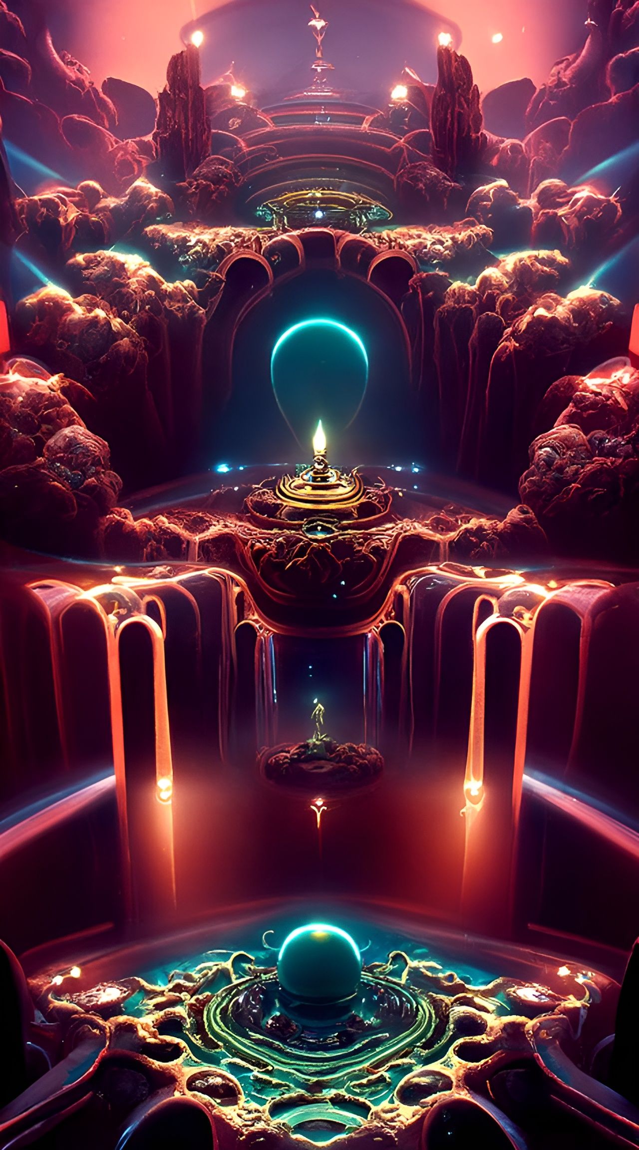 Holographic Art Nouveau Landscape in 8k