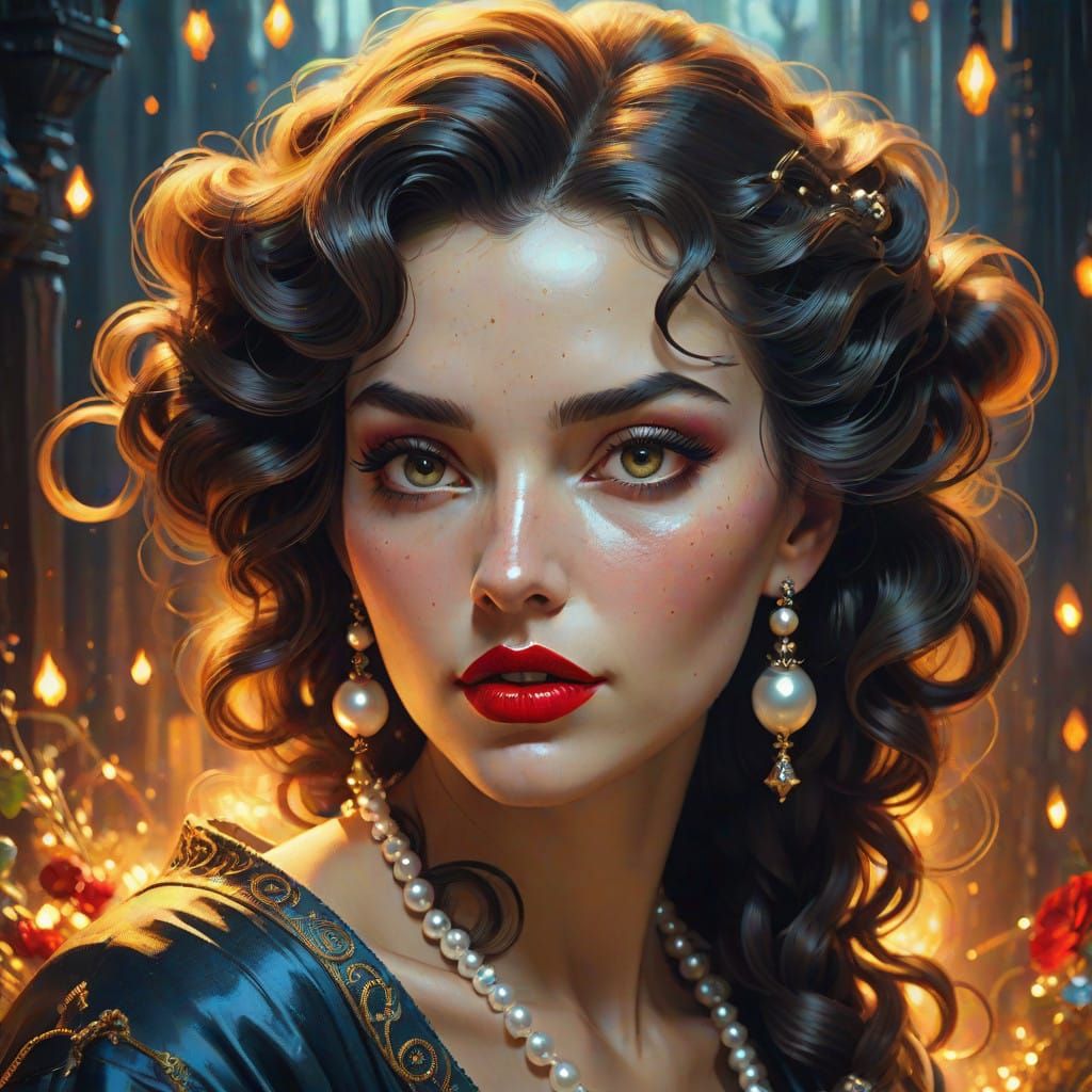 Ethereal Goddess in Vibrant Oil Painting