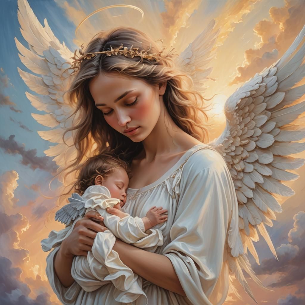 Angel and Baby in Soft Focus Surrealism