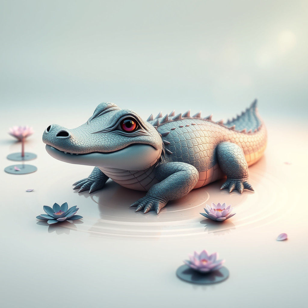 Enchanting Alligator in Mystical Setting, Fantasy Art