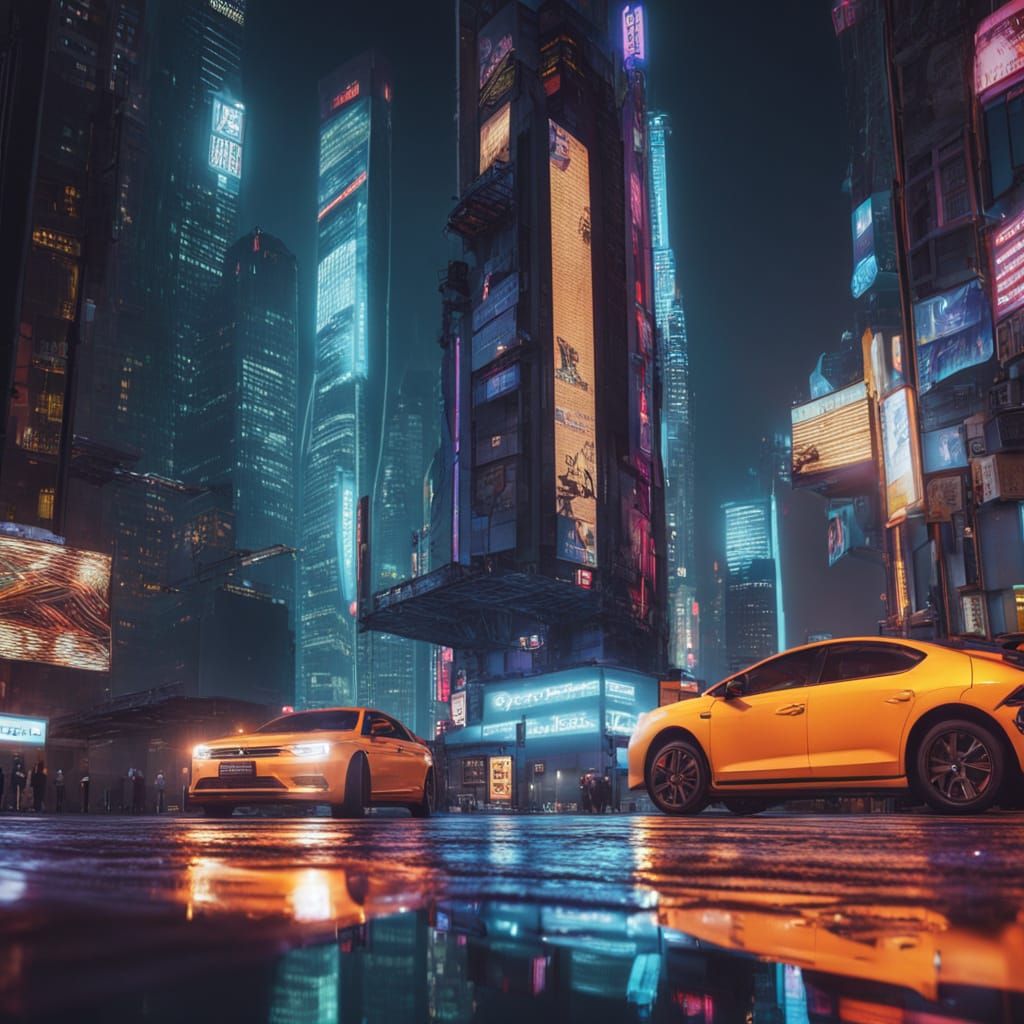 Neon Cityscape at Night: Futuristic and Ultra-Realistic