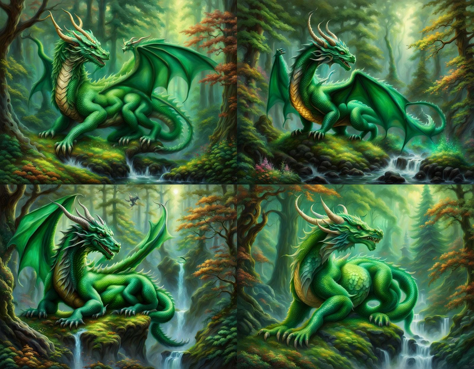 Emerald Dragon of Earth in Forest