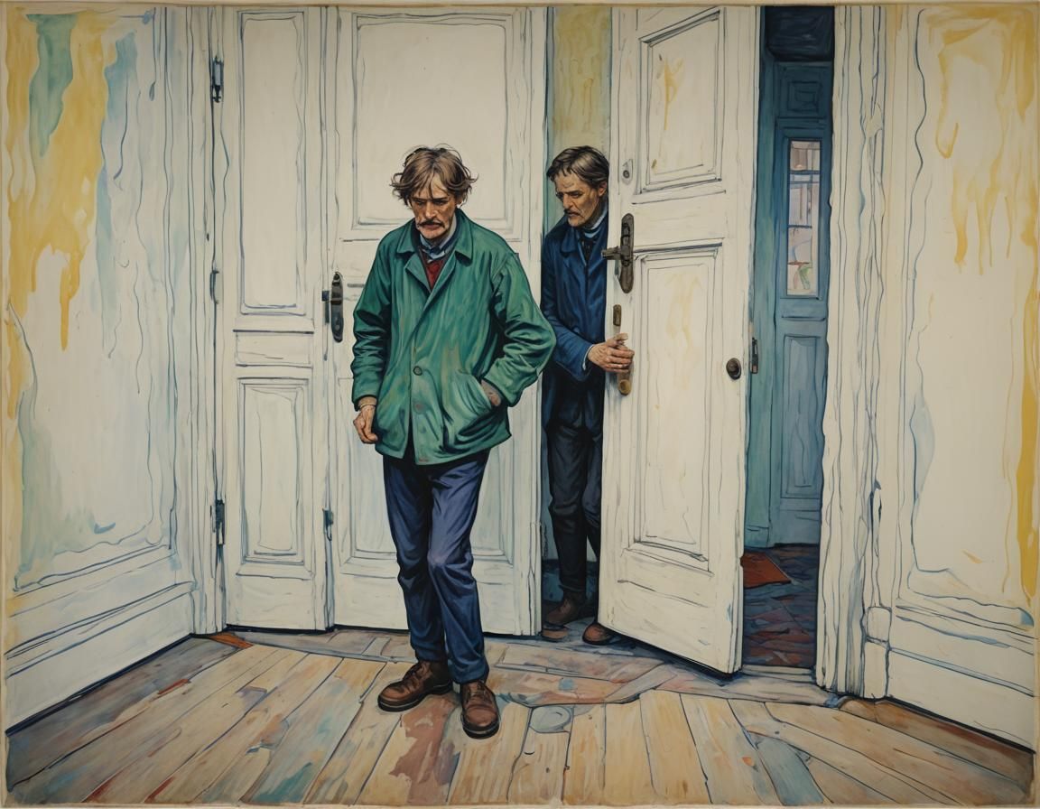 Hyperrealistic Bleeding Knuckles in Doorway Threshold