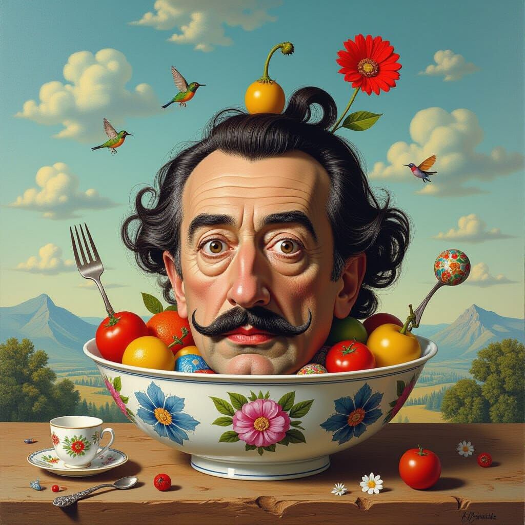 Surreal Dish of Unexpected Objects in Realism Style