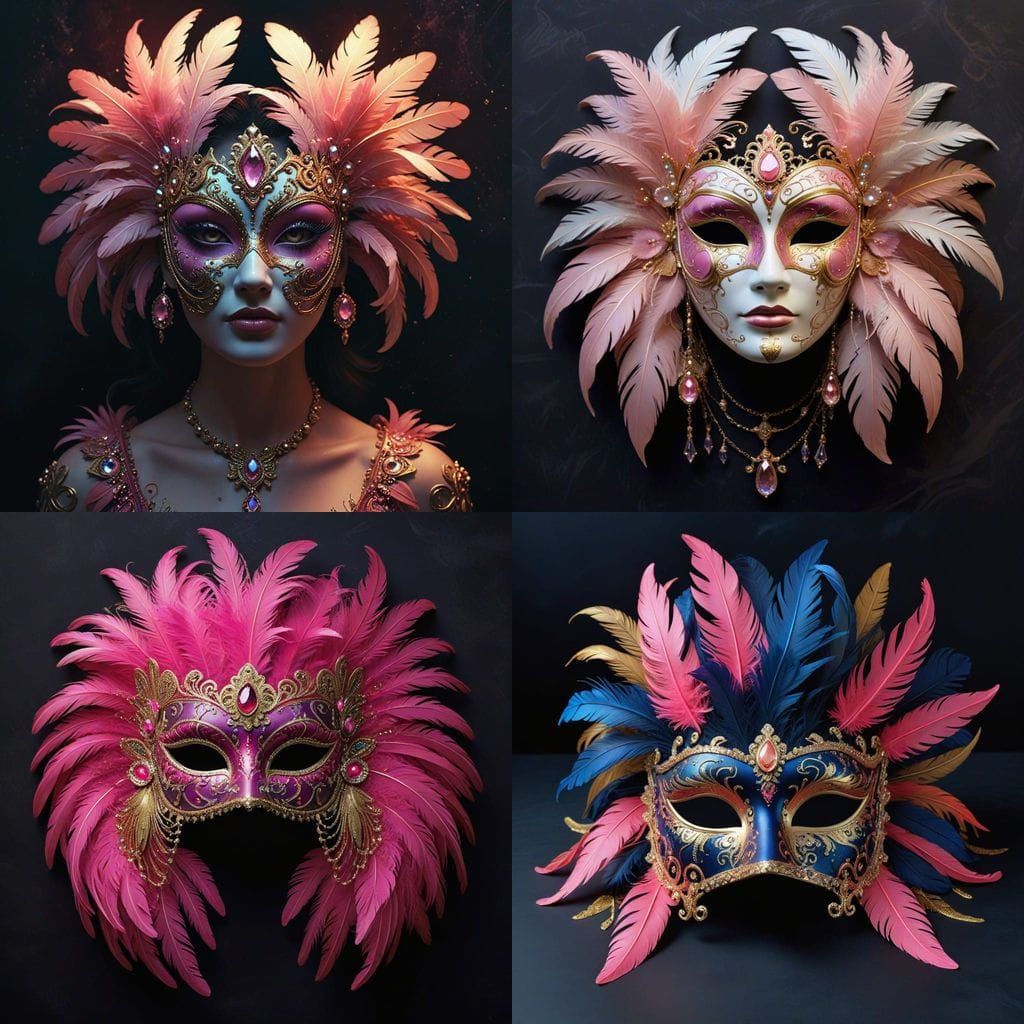 Mardi Gras Mask in Vibrant Gold and Neon