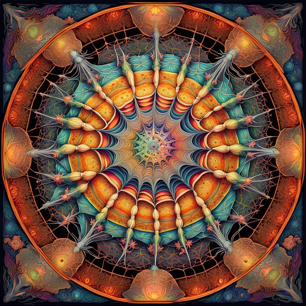 Intricate Colorful Spiderweb Mandala in Digital Art Style