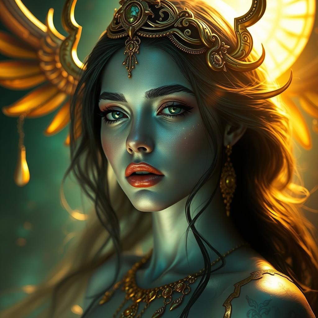 Ethereal Siren Portrait in Art Nouveau Style