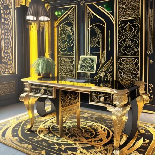 Ornate Art Nouveau Cedar Desk in 3D