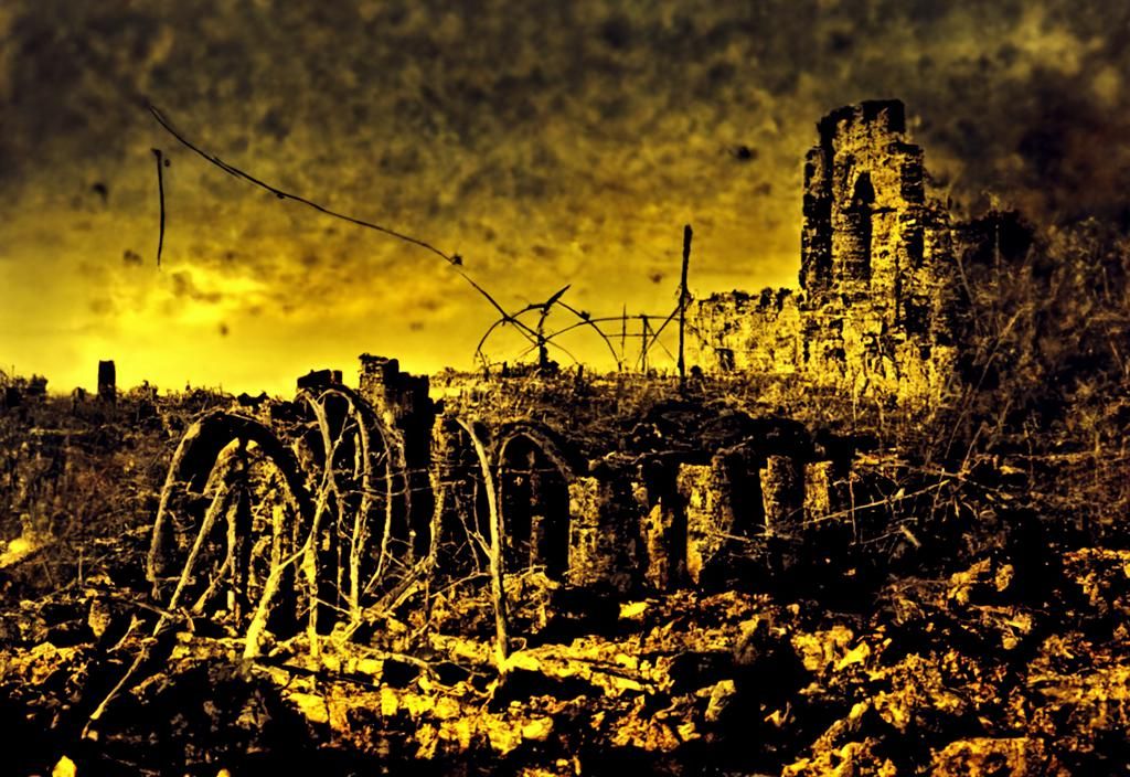 Apocalyptic Ruins: Barbed Wire Landscape Photography