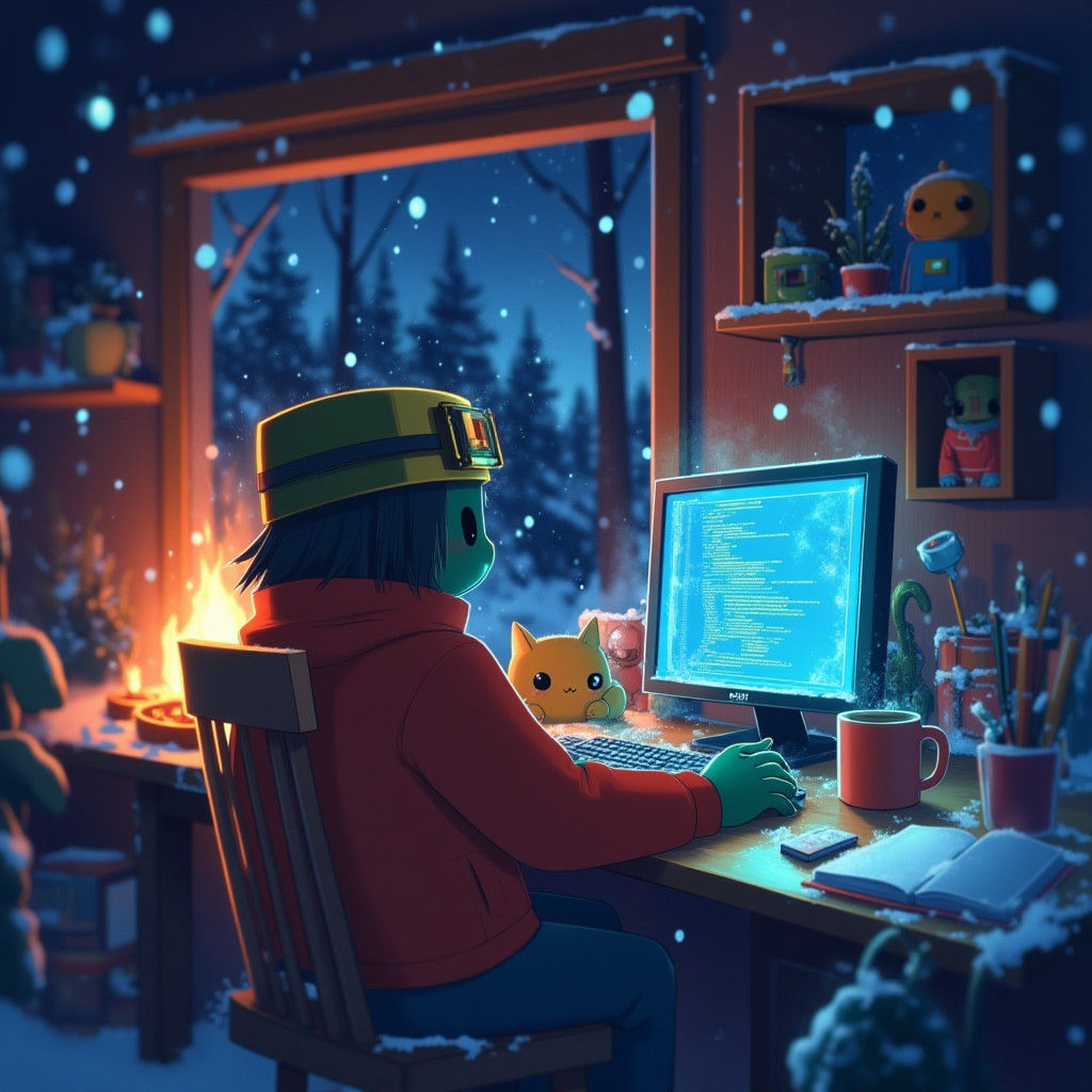 Cozy Software Engineer Workstation at Night