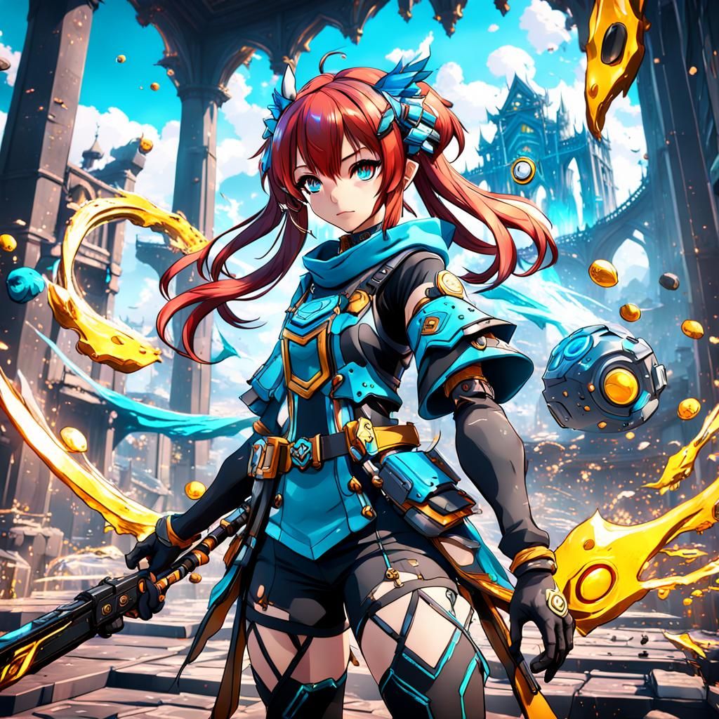 Anime Gamer Girl in Detailed Matte Painting