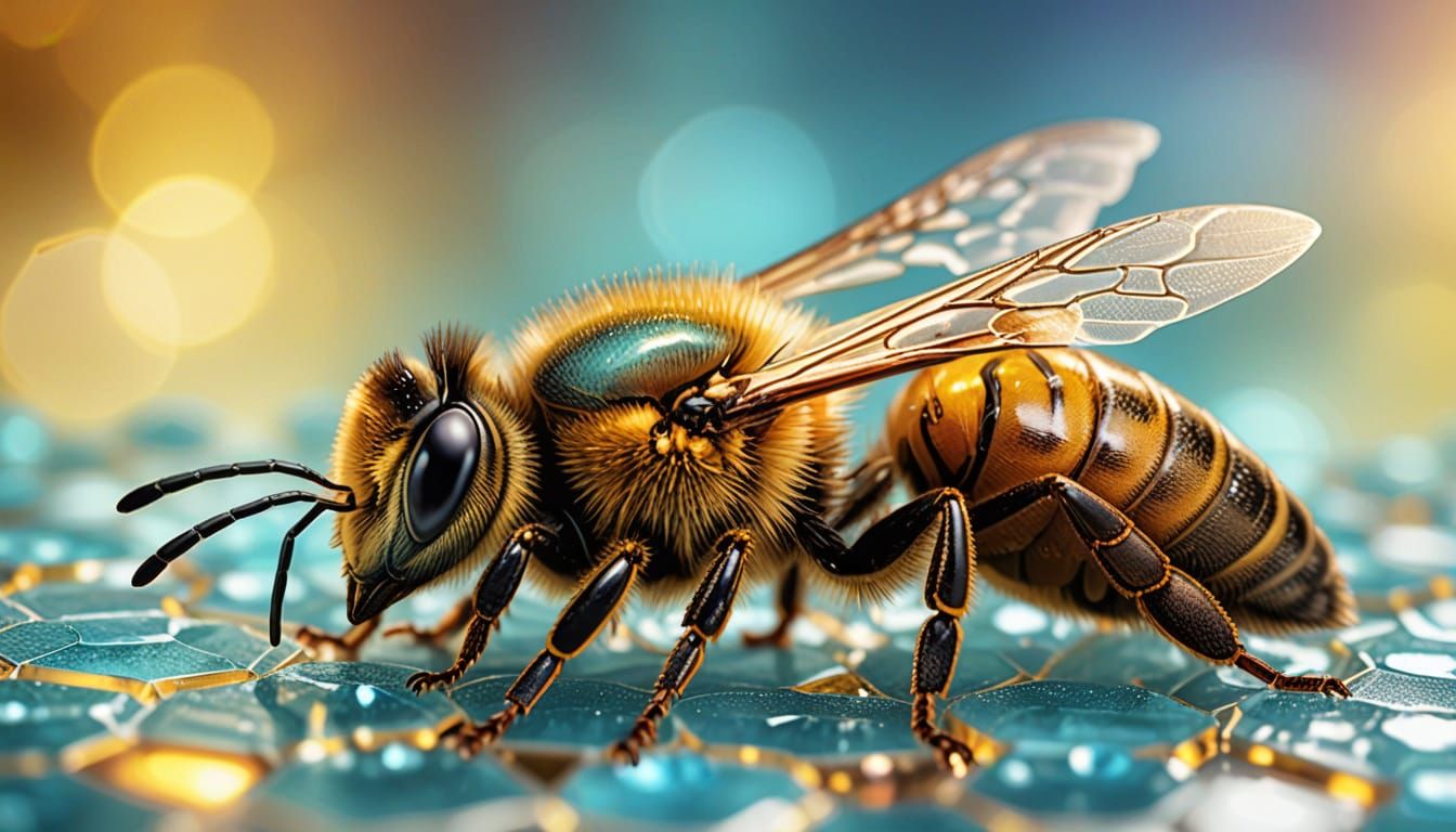 Sapphire Queen Bee in Hyper-Realistic Digital Art