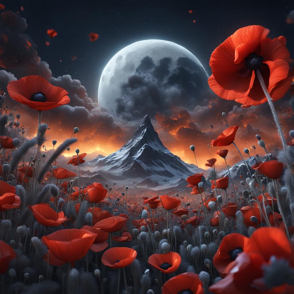 Poppy Seeds and Moon Fantasy Concept Art