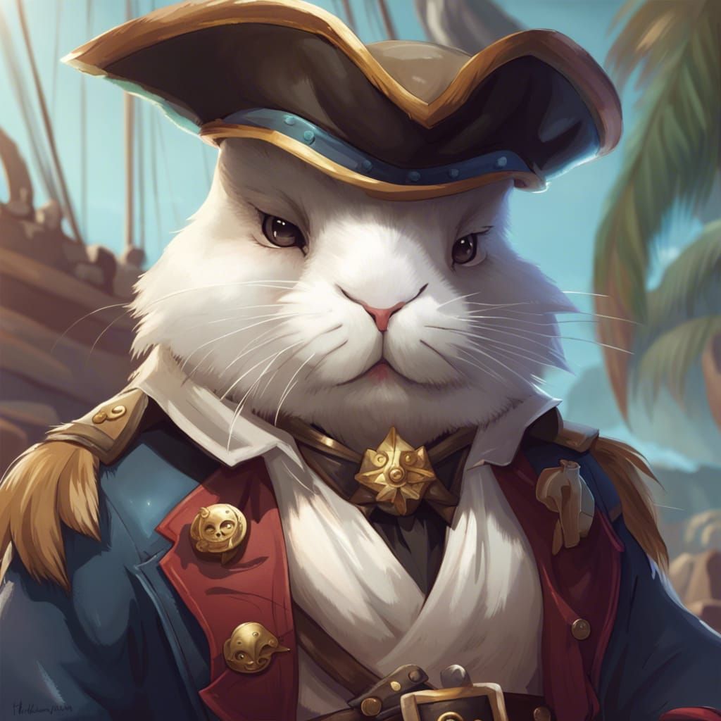 Rabbit Pirate Captain Portrait in Detailed Digital Art