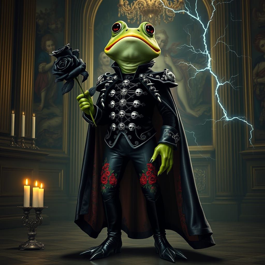 Gothic Frog in Opulent 17th Century Fashion