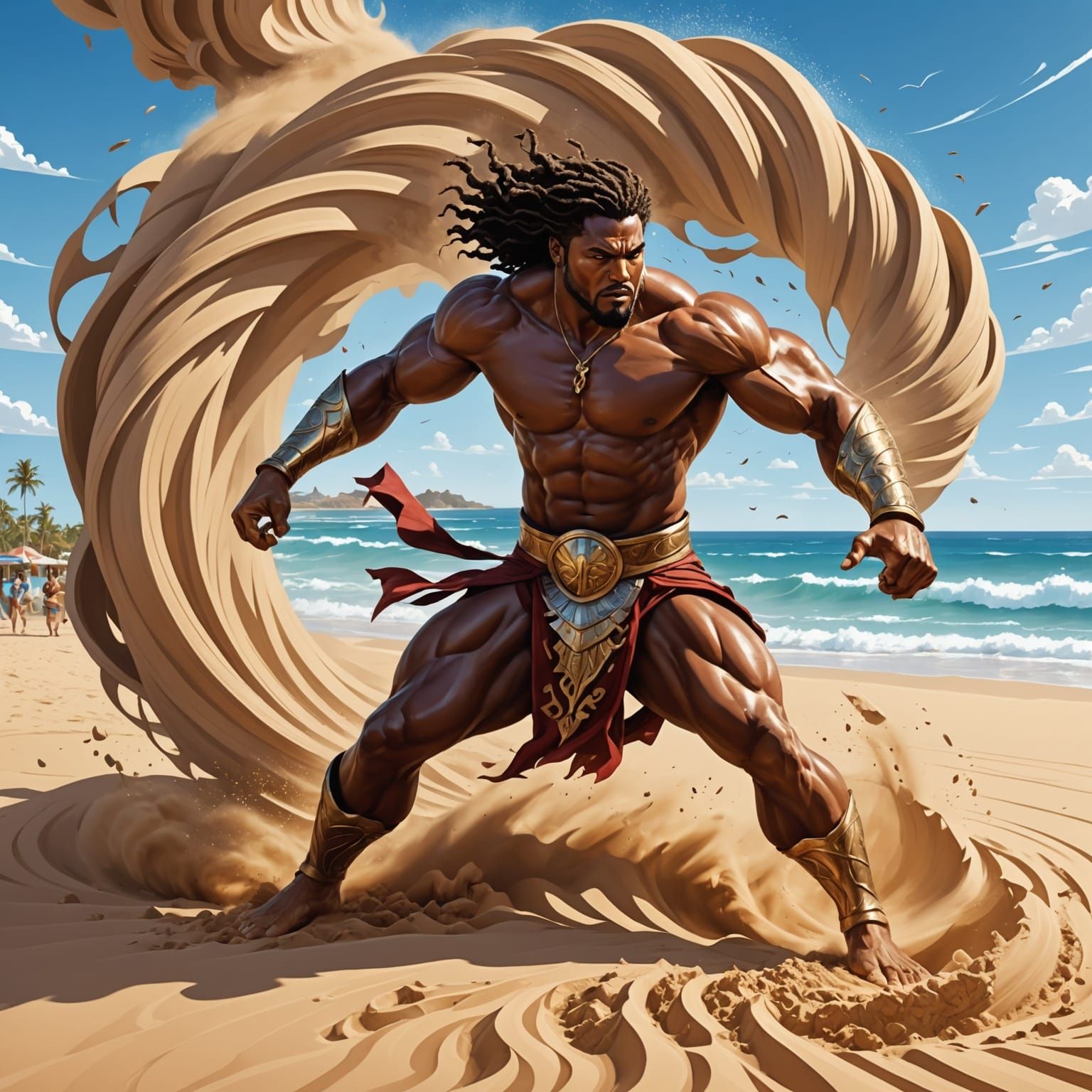 Beach Gladiators in Sand Tornado Storm