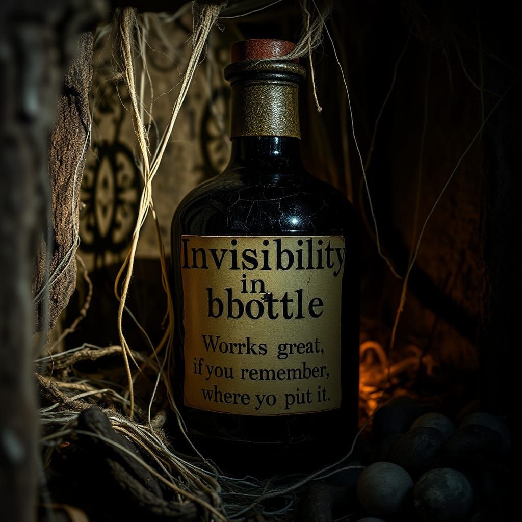 Enigmatic Potion in a Cracked Jar, Hidden in a Forgotten Cel...