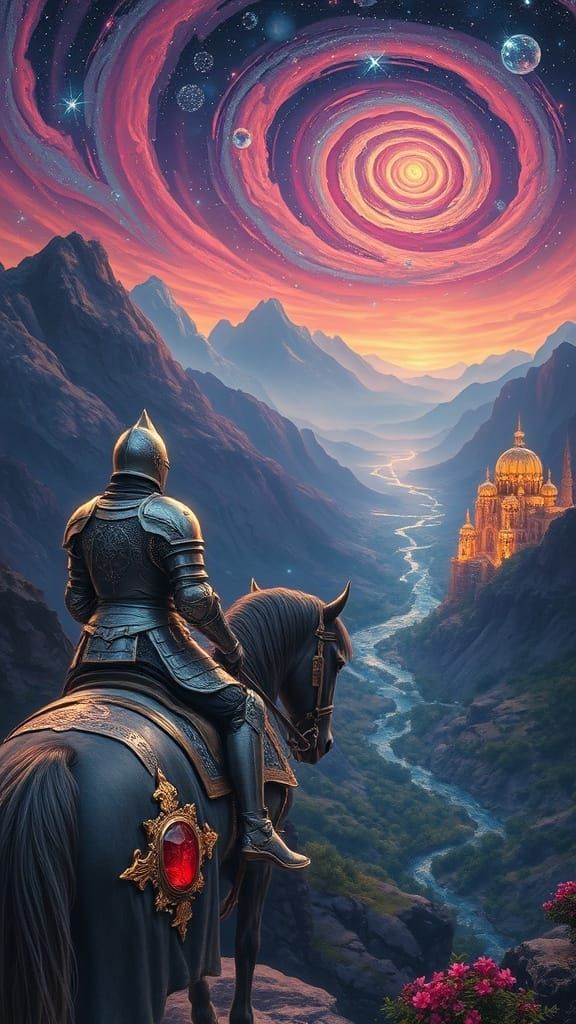 Epic Impasto Painting of Knight in Silver-and-Gold Armor