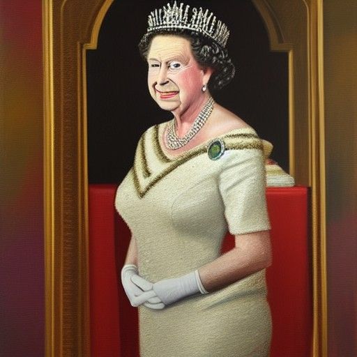 Queen Elizabeth II Portrait in Oil Paint
