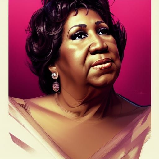 Aretha Franklin Portrait in Art Nouveau Style