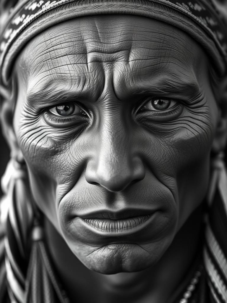 Striking Portrait of Native American Man in High Contrast