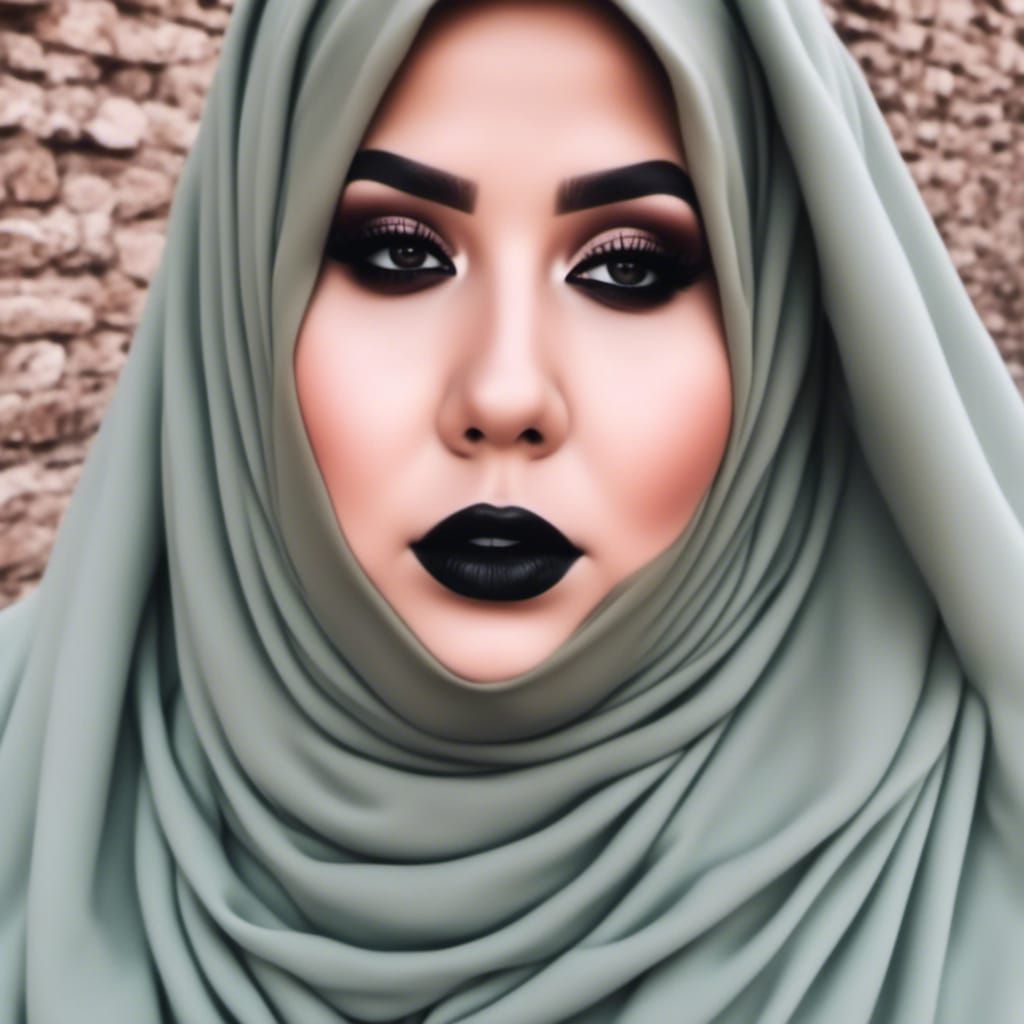 Woman in Niqab with Gothic Pastel Aesthetic