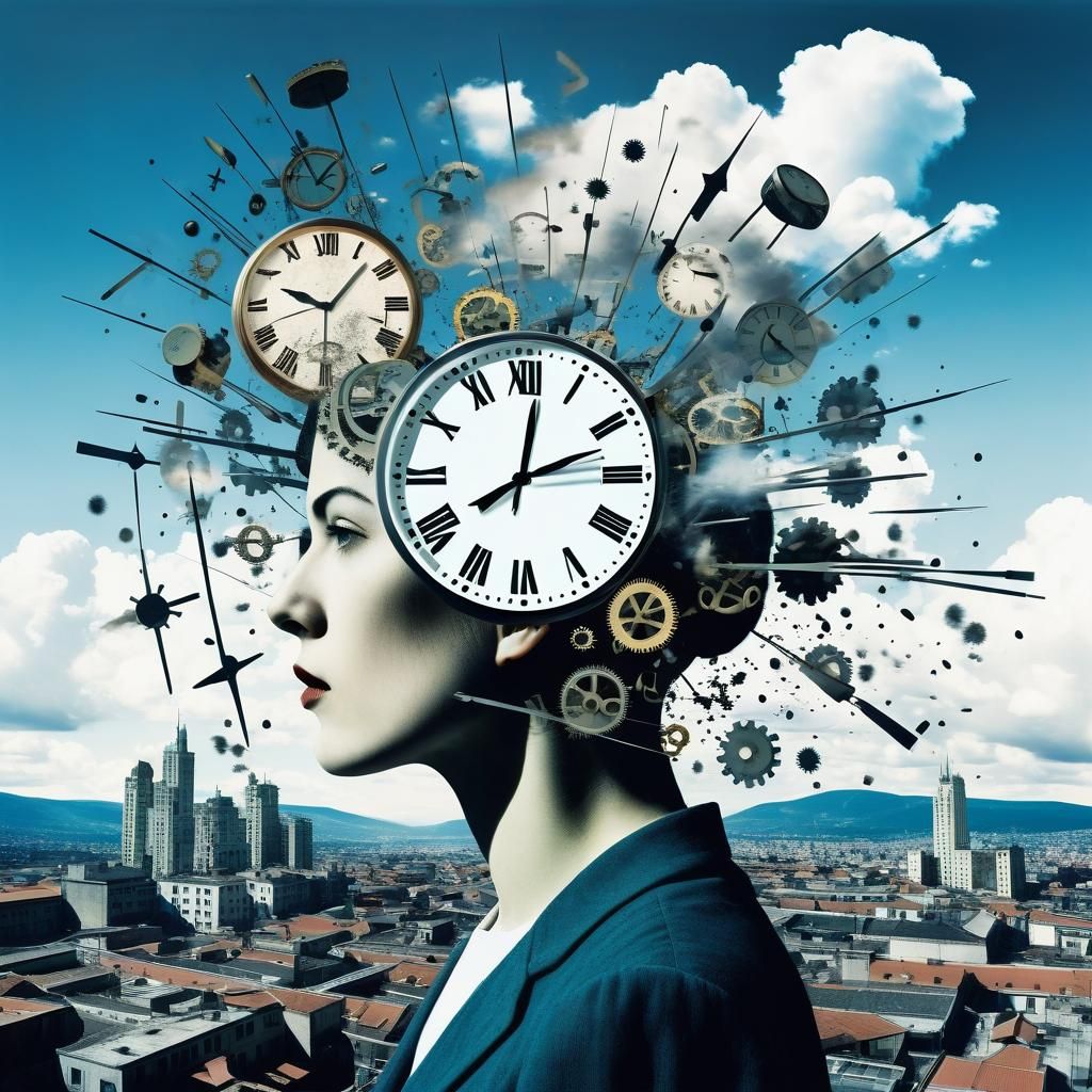 Surreal Explosion: Woman Emerges in Bauhaus Punk Style