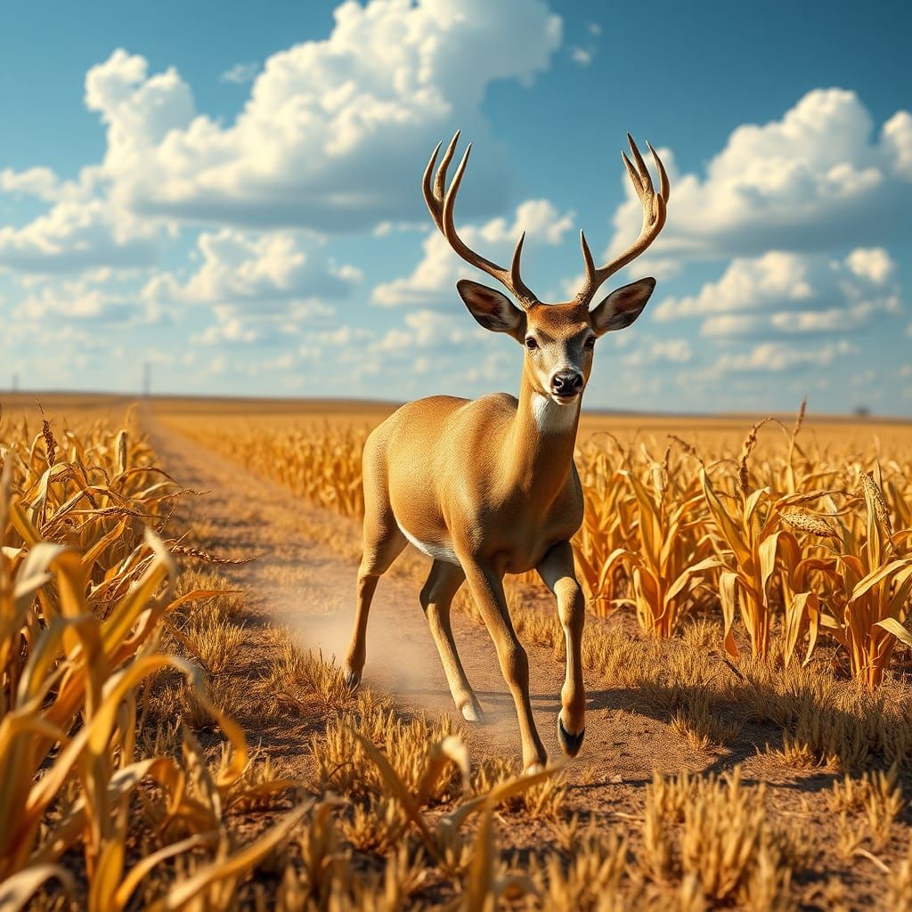 Deer in Cornfield: Digital Matte Painting