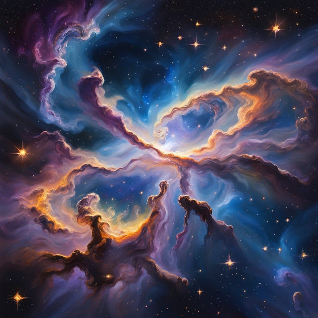 Impressionist Keyhole Nebula Space Art