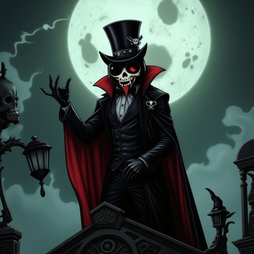 Dark Vampire Brat Dominates Gothic Rooftop Landscape