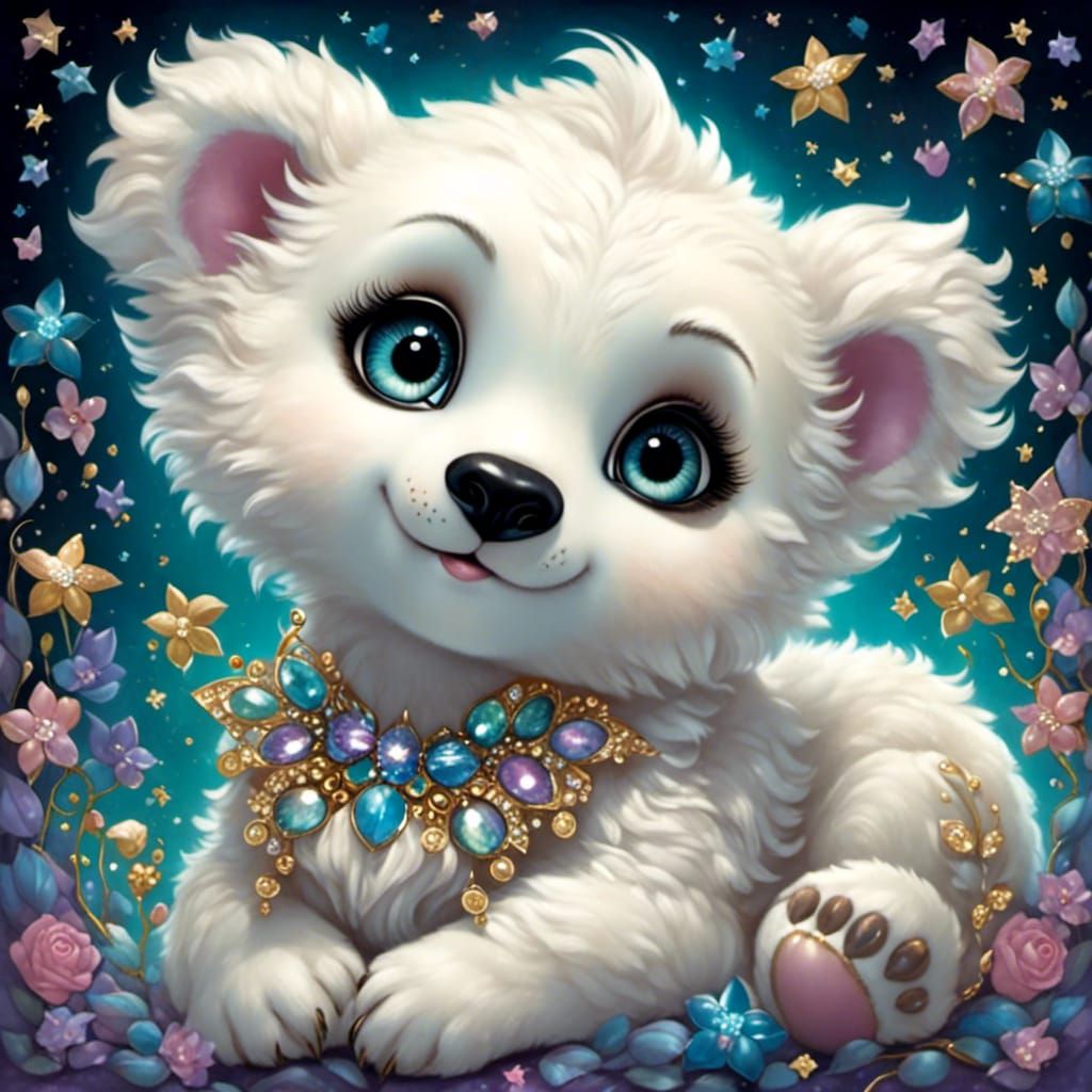 Adorable Polar Bear Cub with Big Eyes