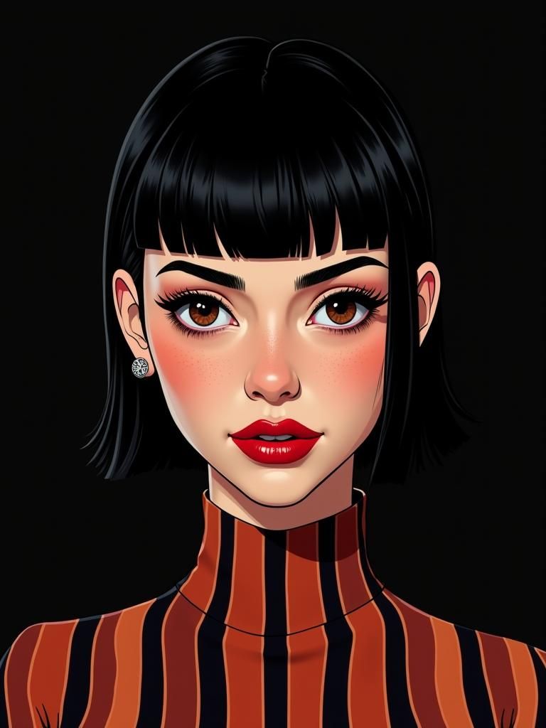 Stylish Mugshot Portrait with Bold Lines and Textures