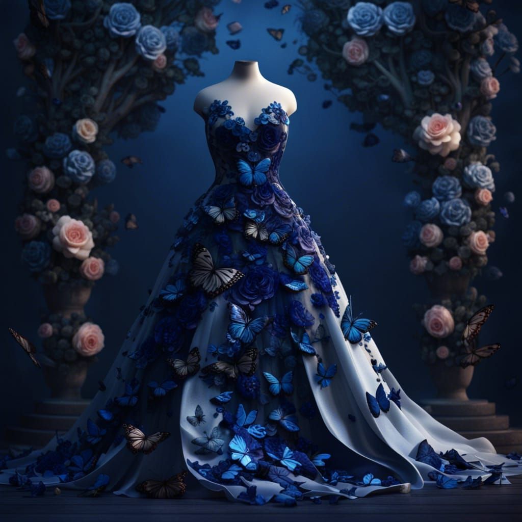 Butterfly and Rose Wedding Dress: Detailed Matte Painting