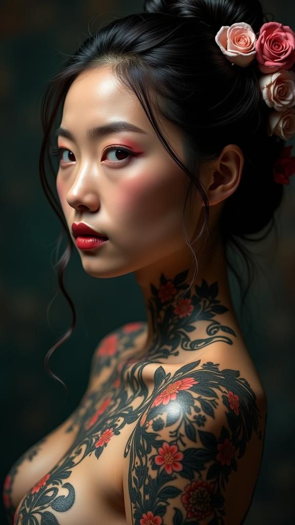 Asian Tattoo Design with Intricate Details