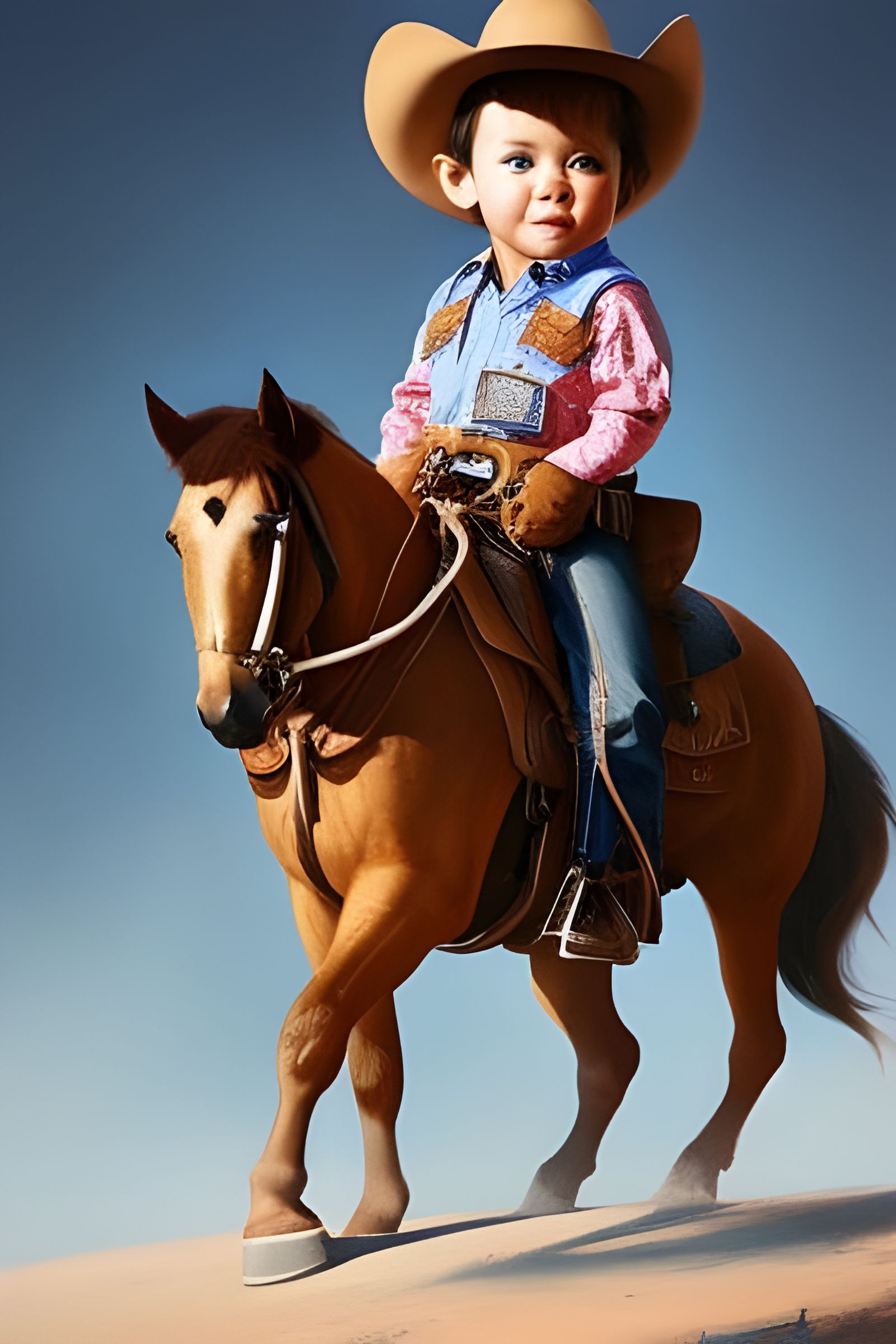 Cute Baby Cowboy Character in Chibi Style