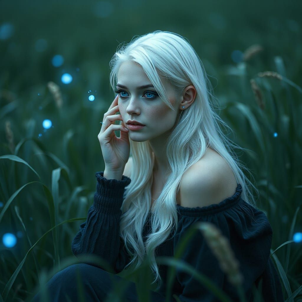 Ethereal Fae Woman in Emerald Sea