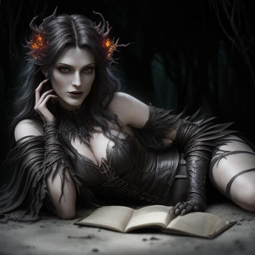 Mystical Witch Casting Spell in Dark Fantasy Forest