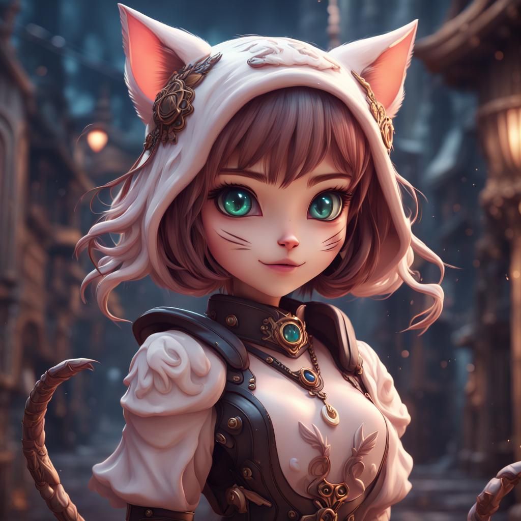 Fantasy Catgirl in Detailed Digital Painting