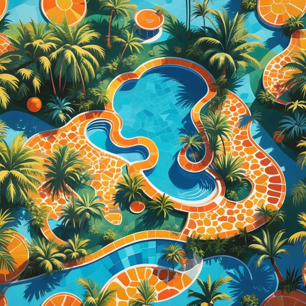 Pop Art Orange Pool in Palm Springs Style