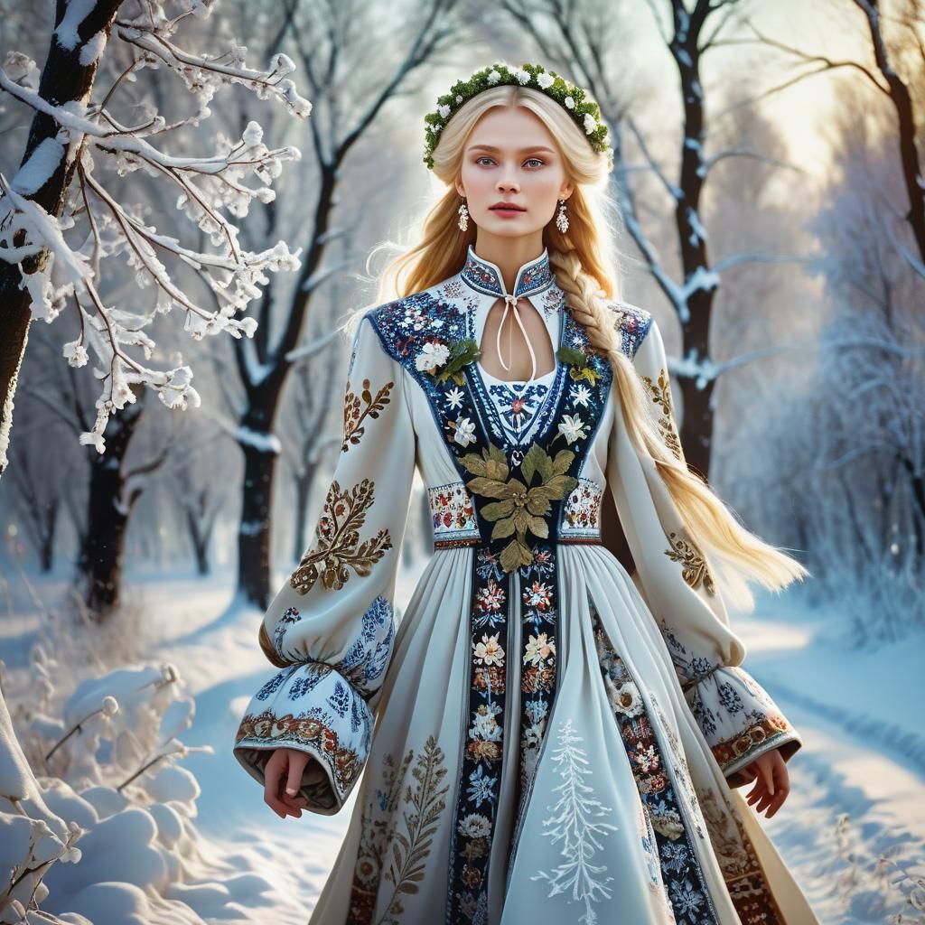 Slavic Model in Snowy Moscow Wonderland