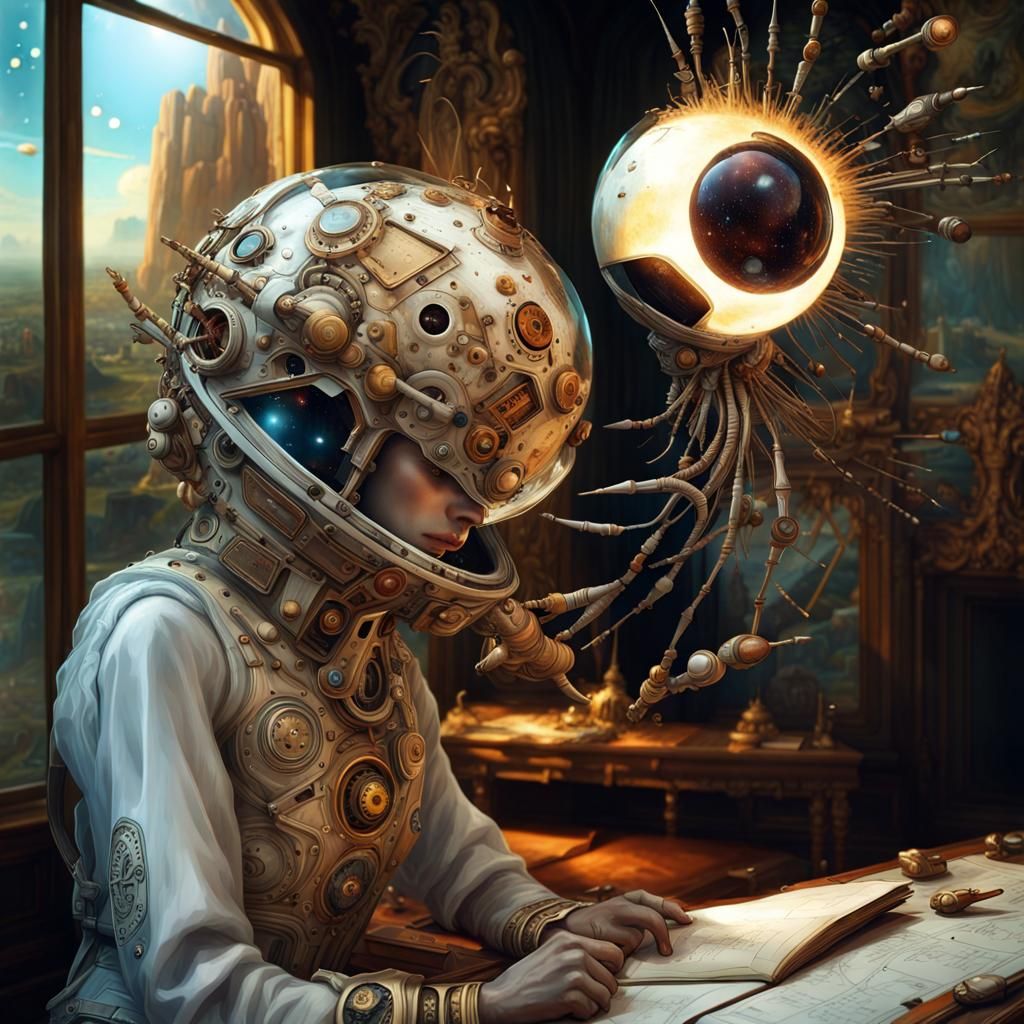 Surreal Spaceships Orbiting in Dreamy Ethereal Style