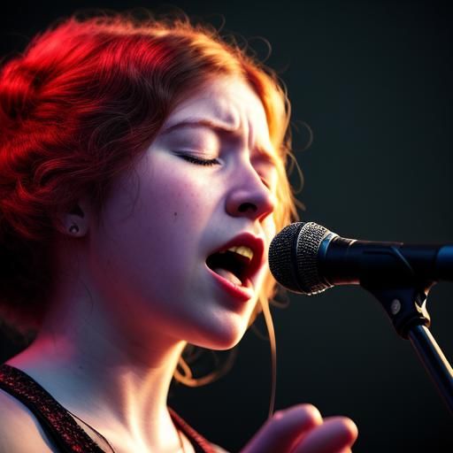 Harriet Wheeler Singing: Hyperrealistic Close-Up Portrait