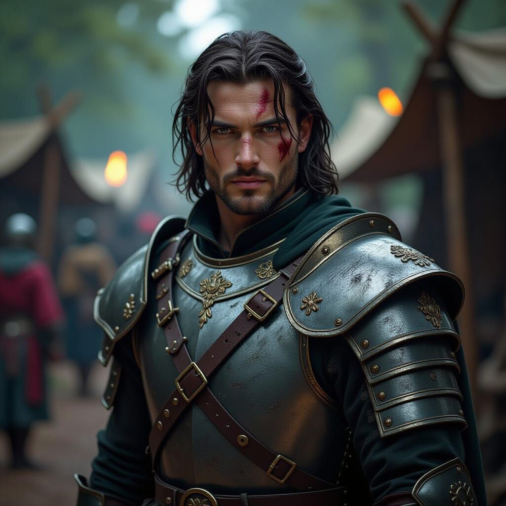 Malnourished Noble Warrior in Medieval Forest