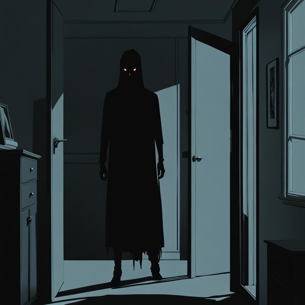 Sinister Shadow Figure Lurking in Bedroom