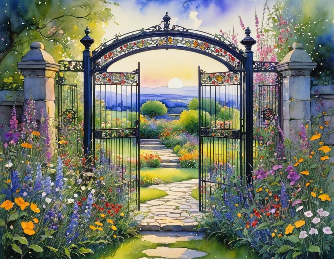 Enchanting Garden Oasis in Soft Evening Light